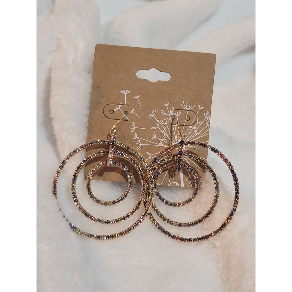 Multicolor Triple Hoop Earrings